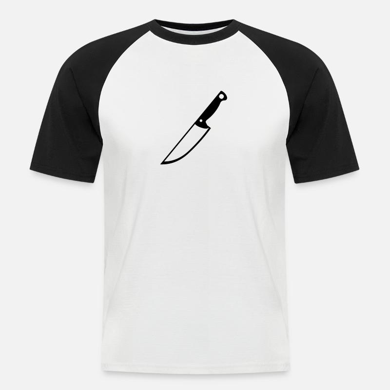 Messerdesign - Männer Baseball-T-Shirt - Weiß/Schwarz