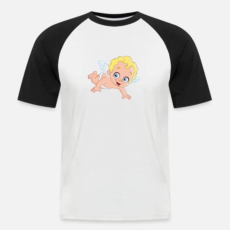 Engel - Männer Baseball-T-Shirt - Weiß/Schwarz