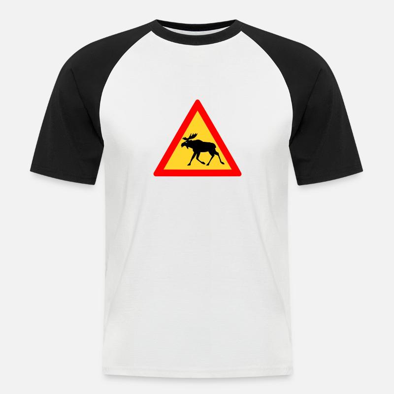 Grumpy moose - Men's Baseball T-Shirt - white/black