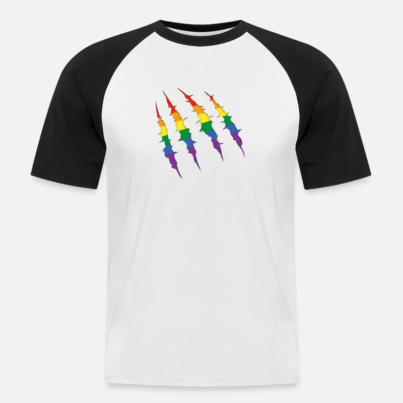 lgbt kratzer - Männer Baseball-T-Shirt - Weiß/Schwarz