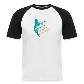Pêcheurs à la ligne - T-shirt baseball manches courtes Homme - blanc/noir - Devant - Nik (191cm)
