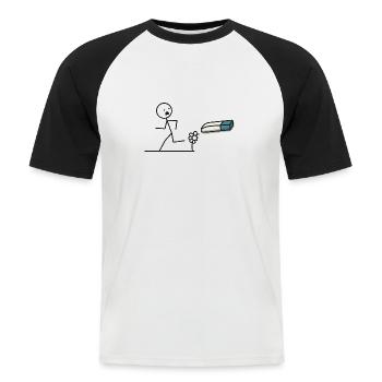 Strichmännchen Radiergummi - Männer Baseball-T-Shirt - Weiß/Schwarz - Vorne - Nik (191cm)