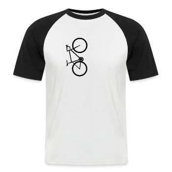 Vélo de route vertical - T-shirt baseball manches courtes Homme - blanc/noir - Devant - Nik (191cm)