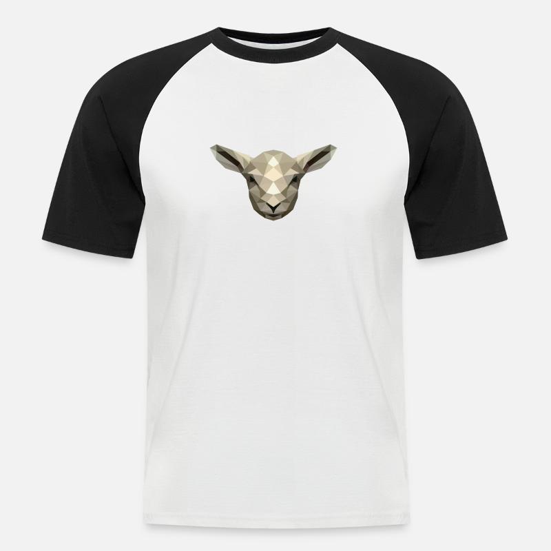 Lamm/Schaf im Poly Design - Männer Baseball-T-Shirt - Weiß/Schwarz