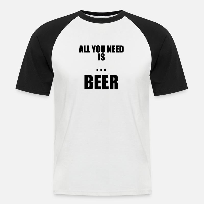 Beer - Männer Baseball-T-Shirt - Weiß/Schwarz