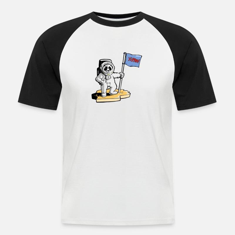 Panda Kosmonaut - Männer Baseball-T-Shirt - Weiß/Schwarz