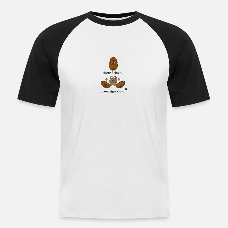 Nussfun! Schale/Kern Ideen - Männer Baseball-T-Shirt - Weiß/Schwarz