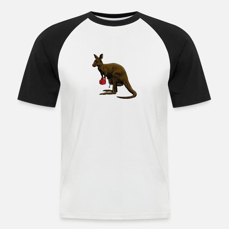 Boxendes Känguru Boxhandschuhe Geschenk Boxer - Männer Baseball-T-Shirt - Weiß/Schwarz