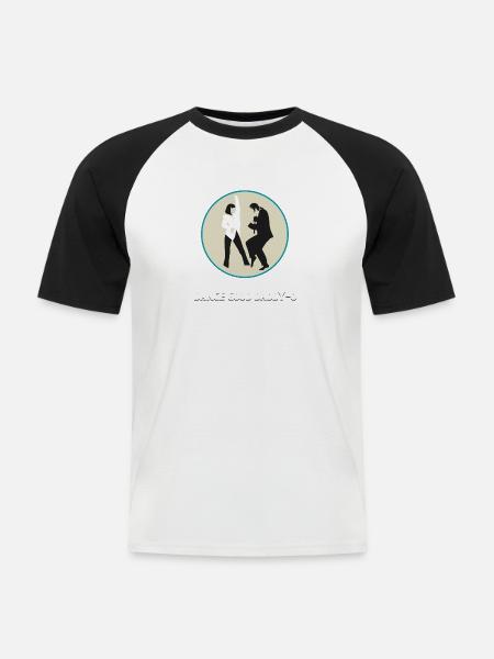 Pulp Fiction Dance - Männer Baseball-T-Shirt - Weiß/Schwarz