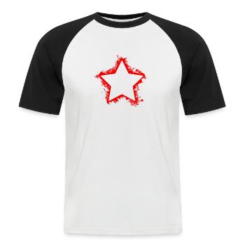 Roter Stern Splatter - Männer Baseball-T-Shirt - Weiß/Schwarz - Vorne - Nik (191cm)
