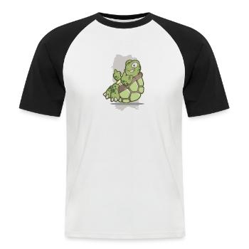Schildkröte Zoo Lustiges Tier Mittelfinger Protest - Männer Baseball-T-Shirt - Weiß/Schwarz - Vorne - Nik (191cm)