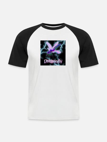 Trippy Dragonfly - Travis Scott Style - Männer Baseball-T-Shirt - Weiß/Schwarz