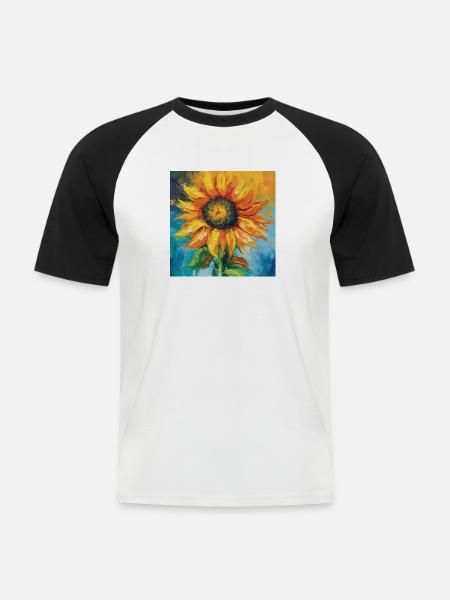 Golden Blossom - Männer Baseball-T-Shirt - Weiß/Schwarz