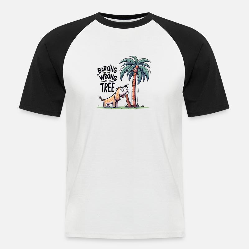 Barking Up The Wrong Tree - Männer Baseball-T-Shirt - Weiß/Schwarz