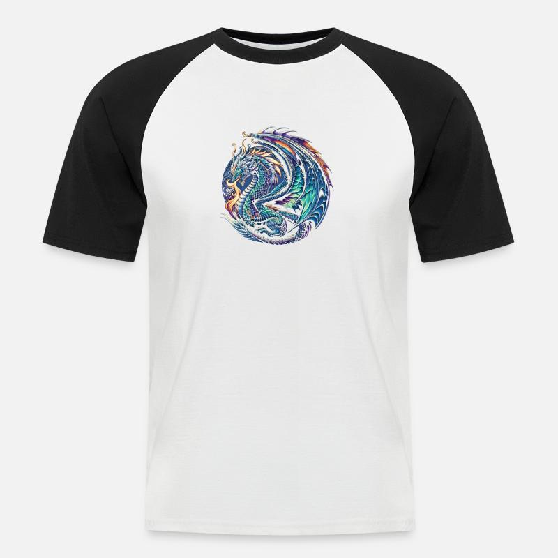 Kosmische Drachenessenz - Männer Baseball-T-Shirt - Weiß/Schwarz