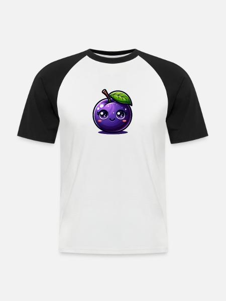 Plum purple - Men's Baseball T-Shirt - white/black