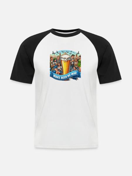 Make Beer no War 6 - Männer Baseball-T-Shirt - Weiß/Schwarz