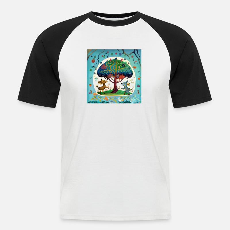 Der Baum des Lebens - Männer Baseball-T-Shirt - Weiß/Schwarz