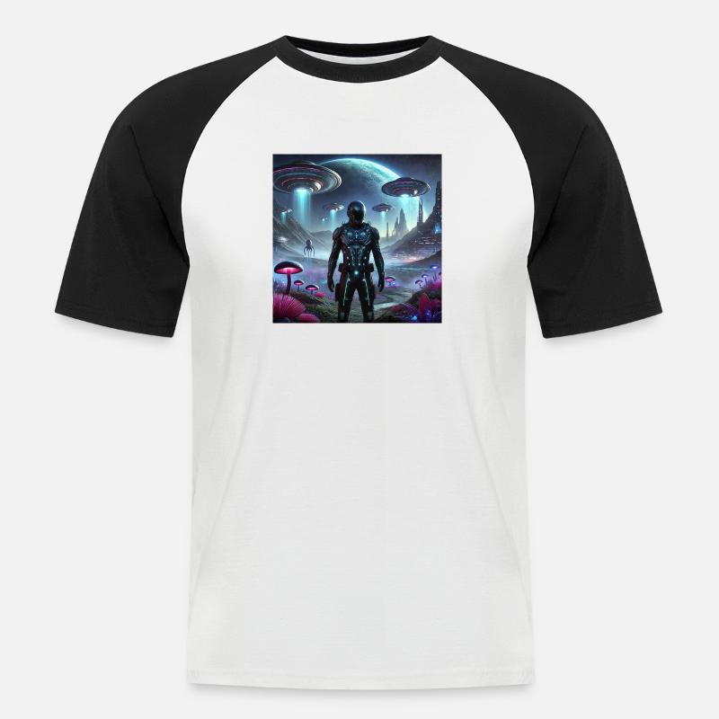 E1CC0E74 D88B 4DC4 8536 7E3A219B2F19 - Männer Baseball-T-Shirt - Weiß/Schwarz