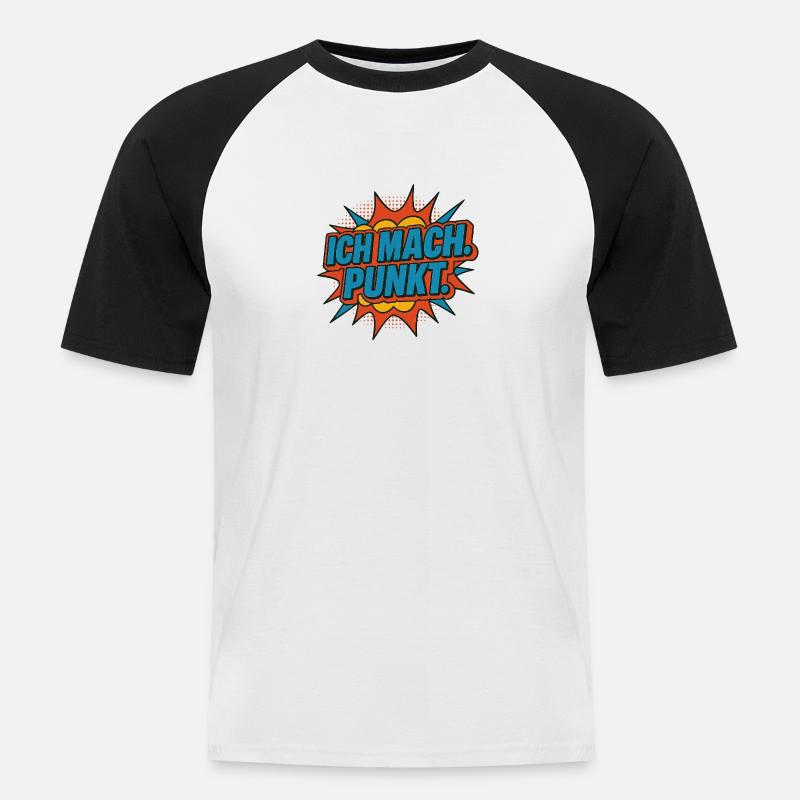 Ich mach Punkt Comic - Männer Baseball-T-Shirt - Weiß/Schwarz