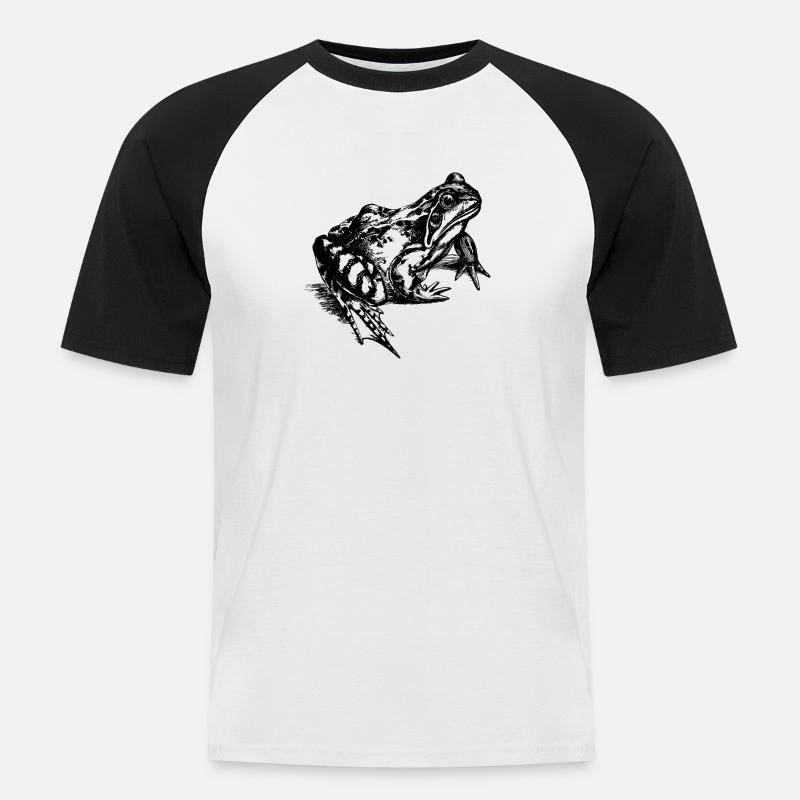 Frosch - Männer Baseball-T-Shirt - Weiß/Schwarz