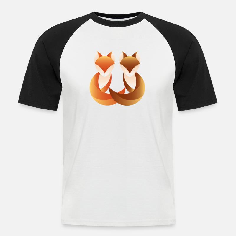 Fuchs Duo 2 - Männer Baseball-T-Shirt - Weiß/Schwarz