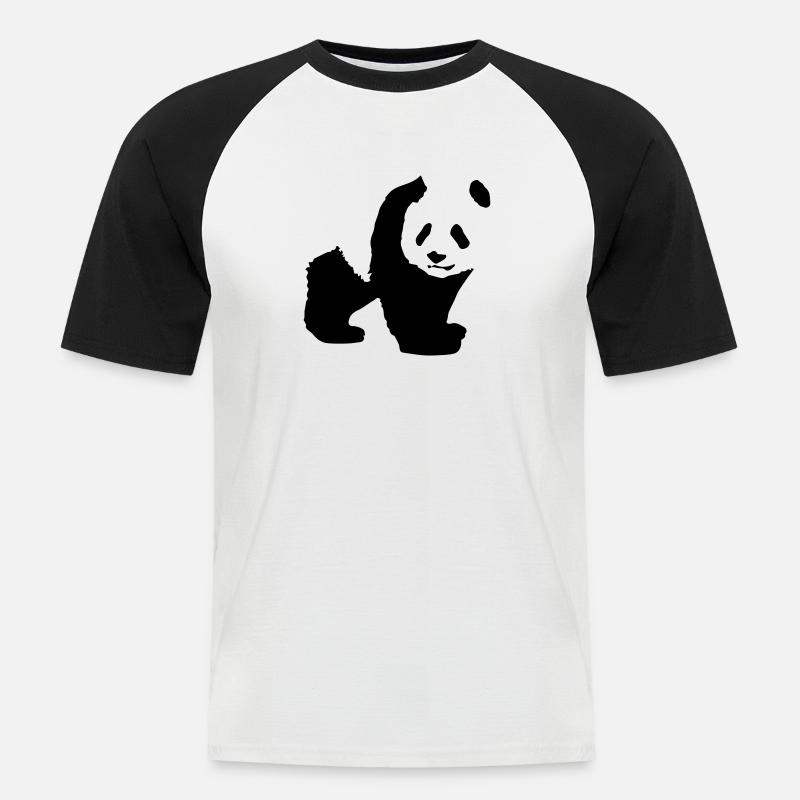 panda - Männer Baseball-T-Shirt - Weiß/Schwarz
