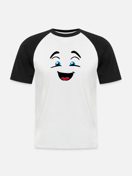 Smiling face - Men's Baseball T-Shirt - white/black