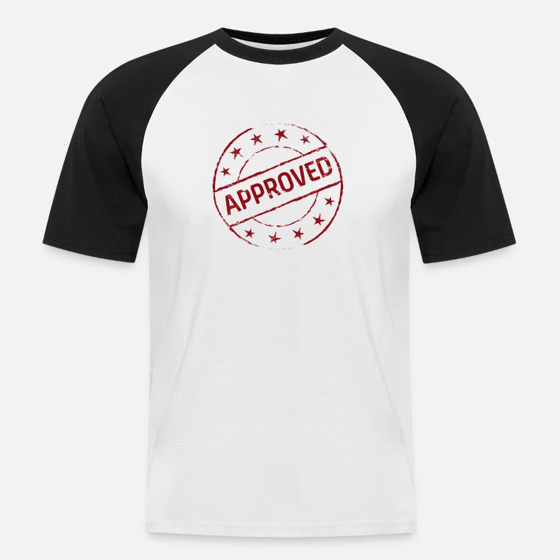 Approved Symbol Geschenk Geschenkidee - Männer Baseball-T-Shirt - Weiß/Schwarz