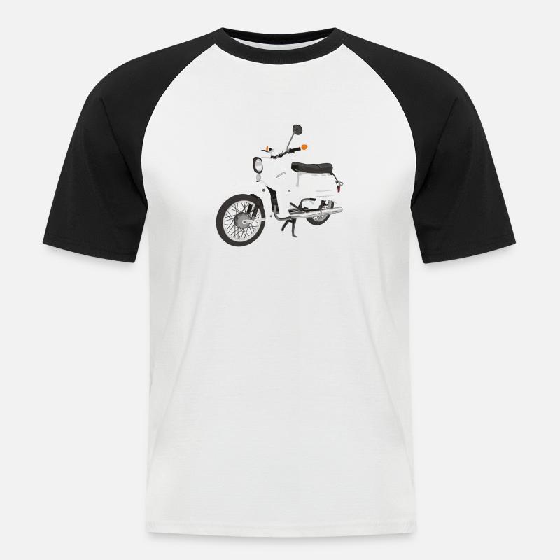 Simson Schwalbe - Männer Baseball-T-Shirt - Weiß/Schwarz