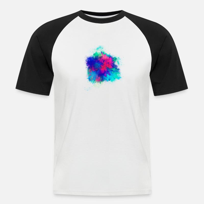Explosion Feuerwerkskörper farbenfroh - Männer Baseball-T-Shirt - Weiß/Schwarz