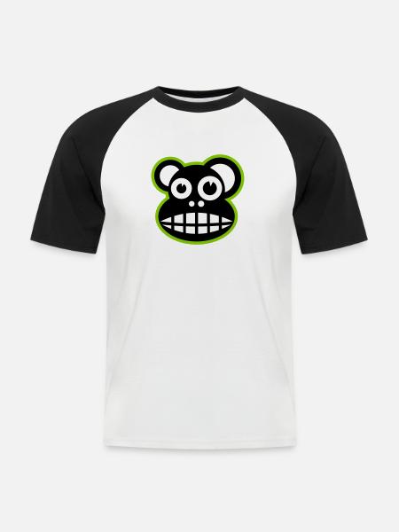 Lustiger Affe - Männer Baseball-T-Shirt - Weiß/Schwarz