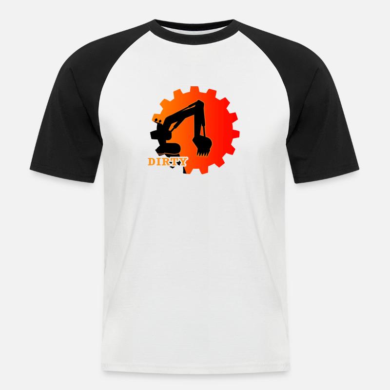 Bagger Baggerfahrer "dirty" Baggerschaufel - Männer Baseball-T-Shirt - Weiß/Schwarz