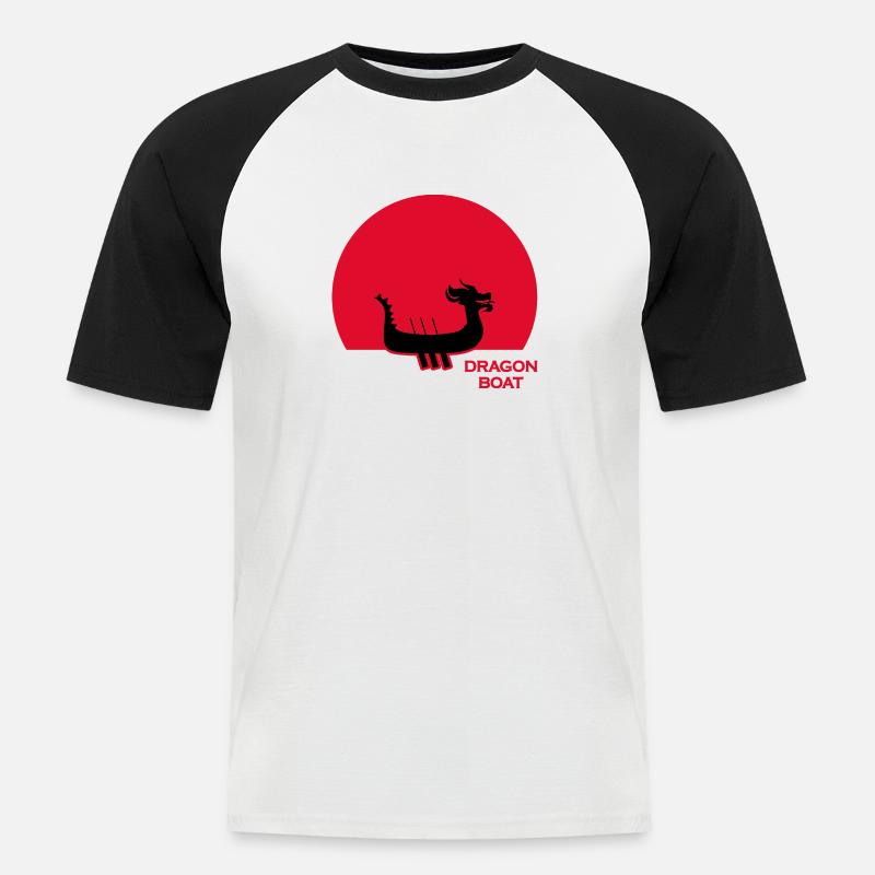 drachenboot chinesisches drachenbootfahrer - Männer Baseball-T-Shirt - Weiß/Schwarz