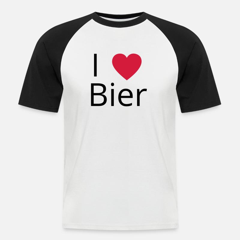 Ich liebe Bier Gechenkidee - Männer Baseball-T-Shirt - Weiß/Schwarz
