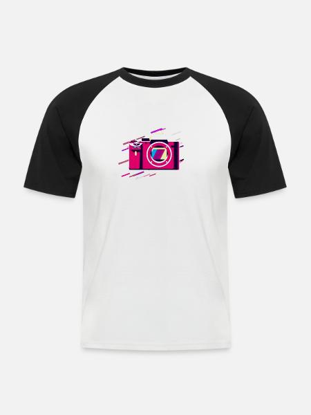 Background Body 80s Retro Violet - Men's Baseball T-Shirt - white/black