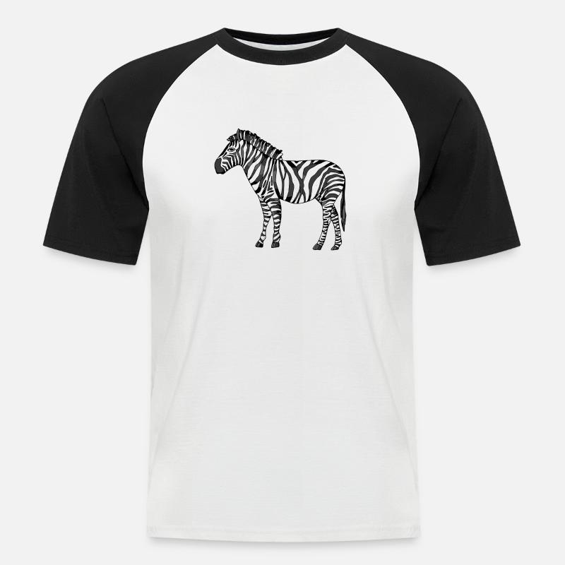 Zebra - Männer Baseball-T-Shirt - Weiß/Schwarz