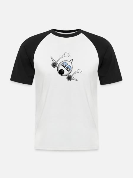 Plane with face - Men's Baseball T-Shirt - white/black