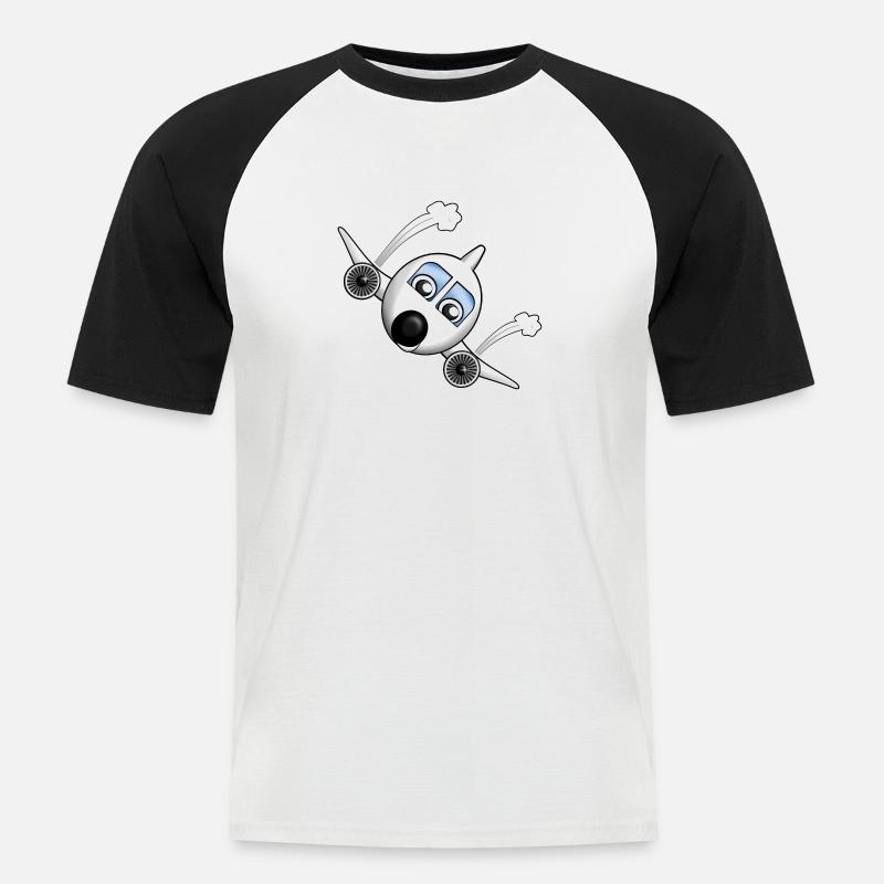 Flugzeug mit Gesicht - Männer Baseball-T-Shirt - Weiß/Schwarz