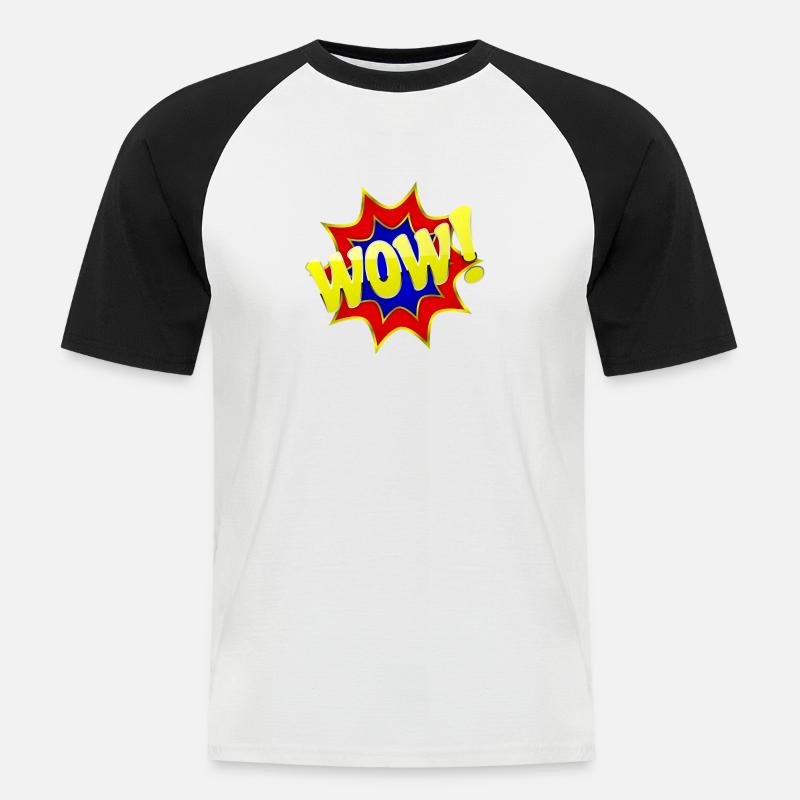 WOW - Maglia da baseball a manica corta da uomo - bianco/nero