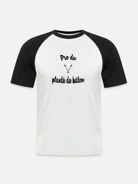 Pro-Stick-Pflanze - Männer Baseball-T-Shirt - Weiß/Schwarz