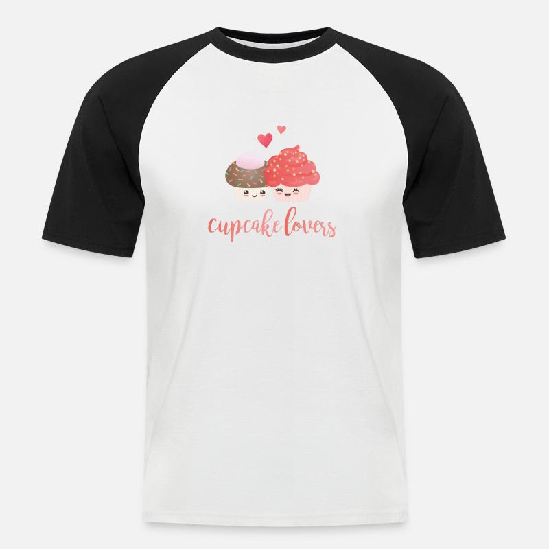 verliebte Muffins cupcake lovers - Männer Baseball-T-Shirt - Weiß/Schwarz