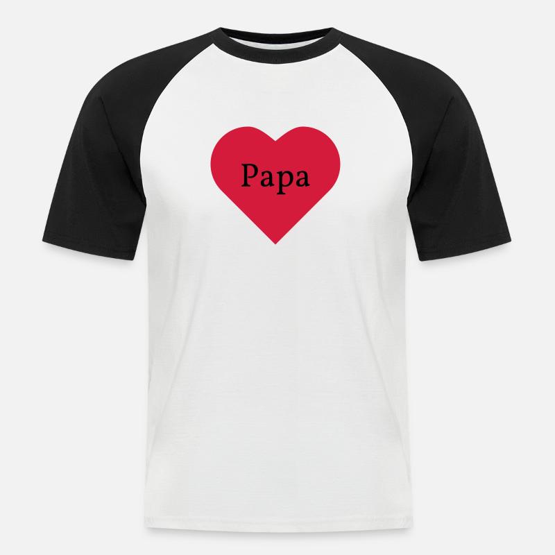Ich liebe Papa - Männer Baseball-T-Shirt - Weiß/Schwarz