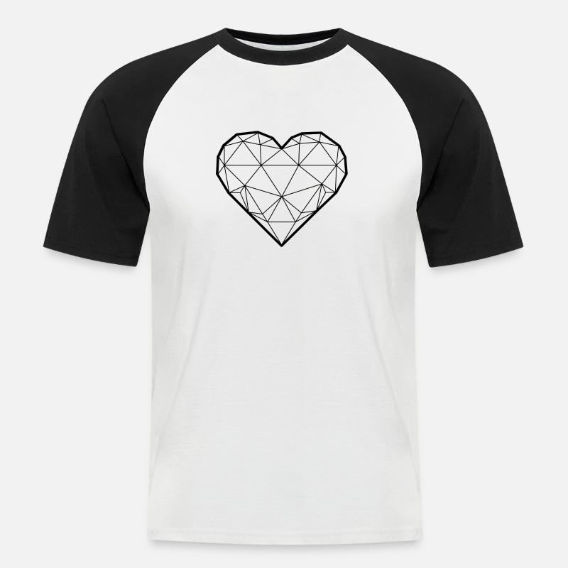 Herz 3D - Geschenkidee - Männer Baseball-T-Shirt - Weiß/Schwarz