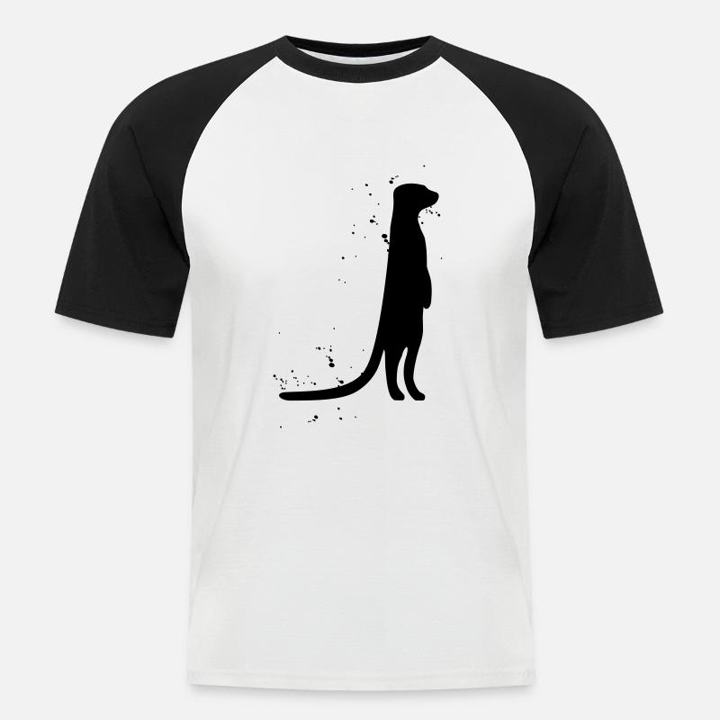 Erdmännchen - Männer Baseball-T-Shirt - Weiß/Schwarz