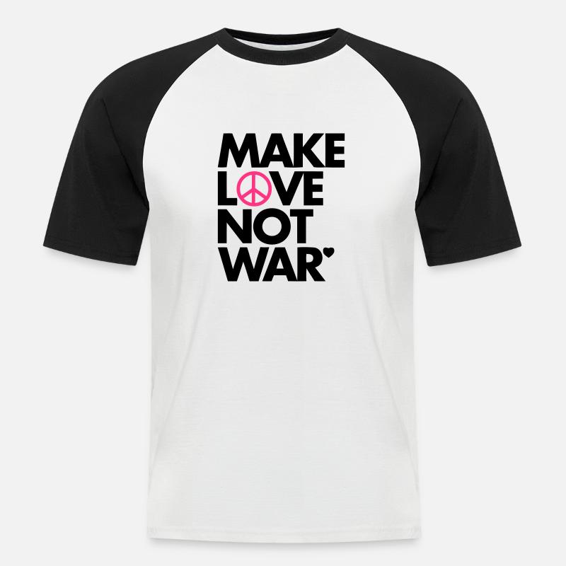Make Love Not War - Männer Baseball-T-Shirt - Weiß/Schwarz