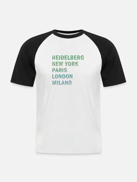 Metropole Heidelberg - Männer Baseball-T-Shirt - Weiß/Schwarz