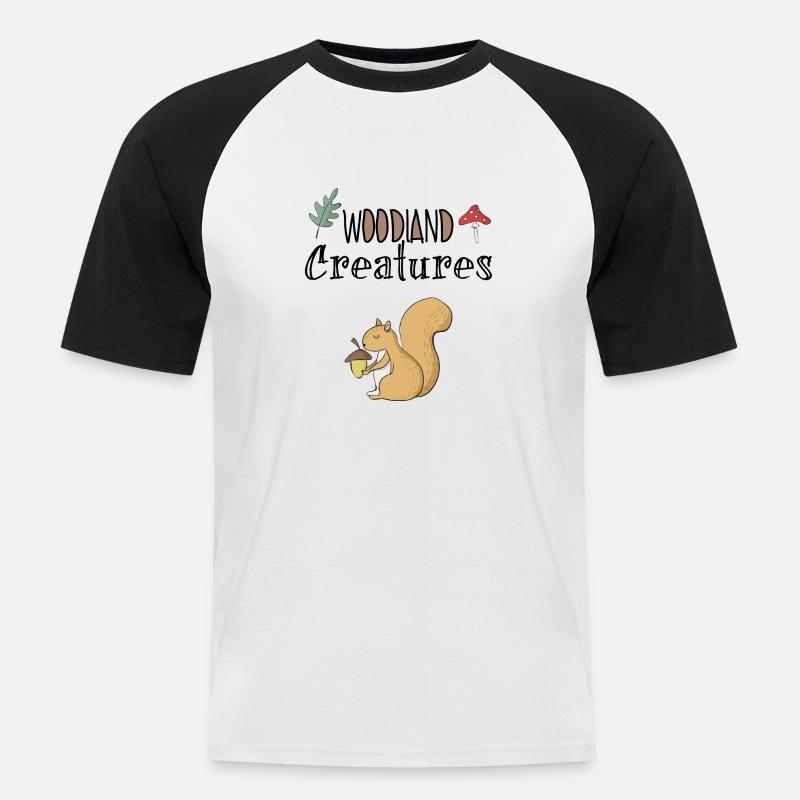 Eichhörnchen Wald Waldbewohner Baum Haselnuss - Männer Baseball-T-Shirt - Weiß/Schwarz