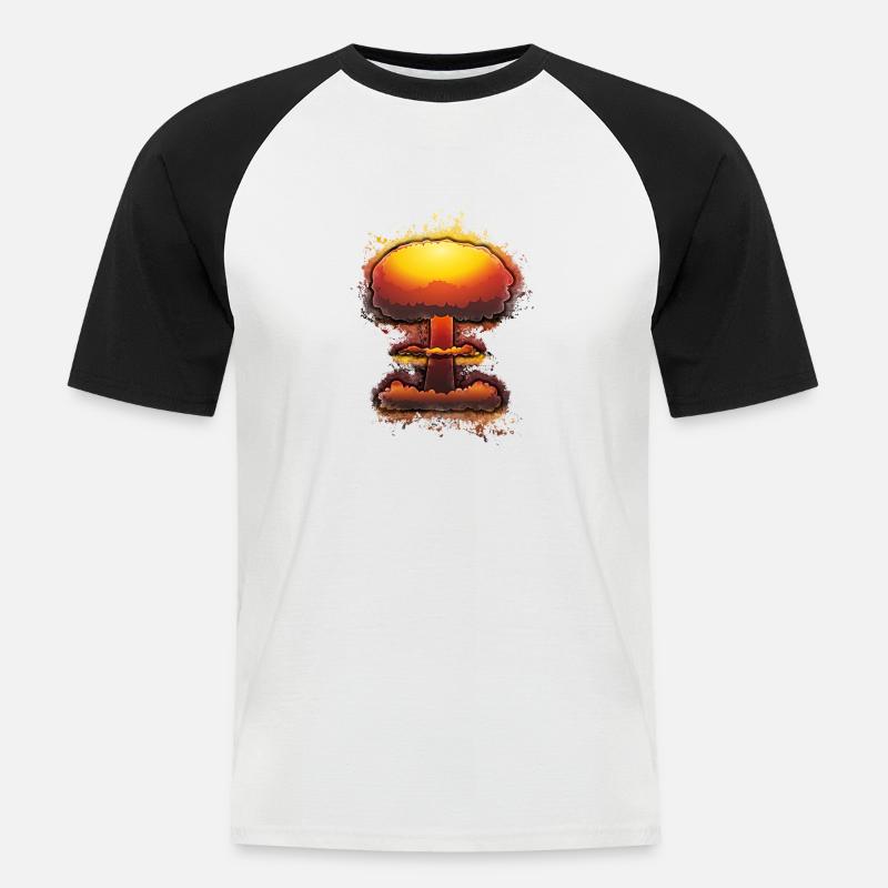 Bombe explosion hell glühend - Männer Baseball-T-Shirt - Weiß/Schwarz