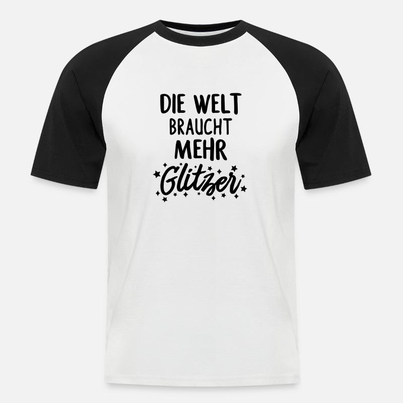 Mehr Glitzer - Männer Baseball-T-Shirt - Weiß/Schwarz